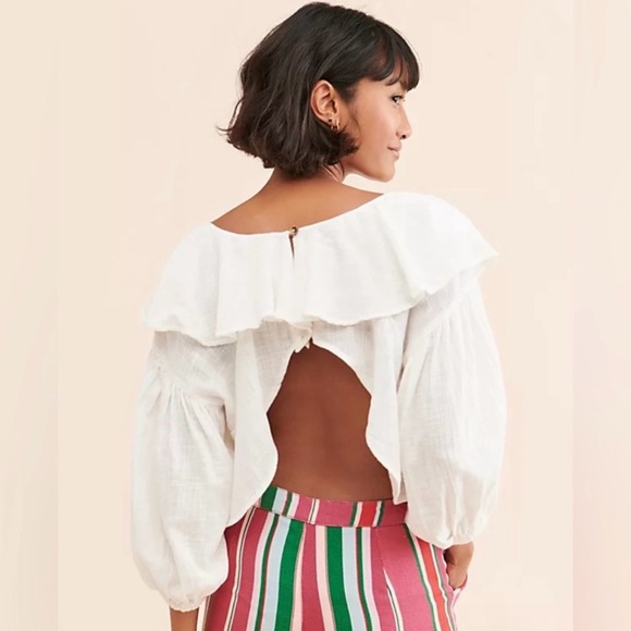 Free People Zuri Ruffle Blouse. - Picture 2 of 9